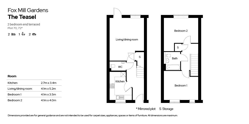 Floor plans plots 70 & 72