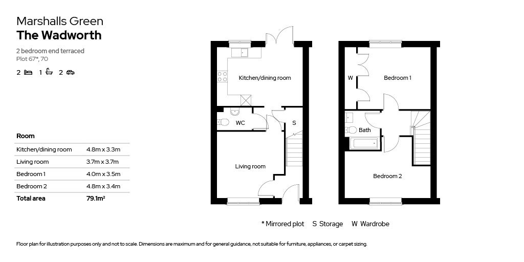 2 bed floor plans - plots 67 & 70