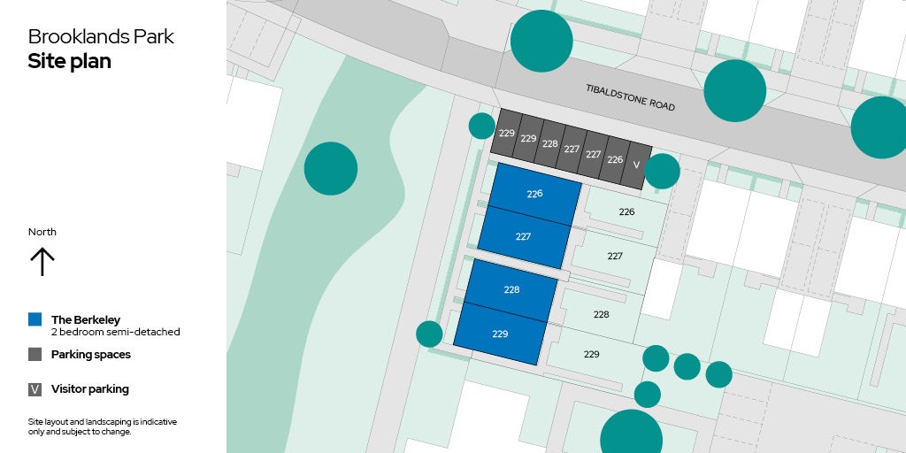 Brooklands Park 2 bed houses site plan - Plots 226-229