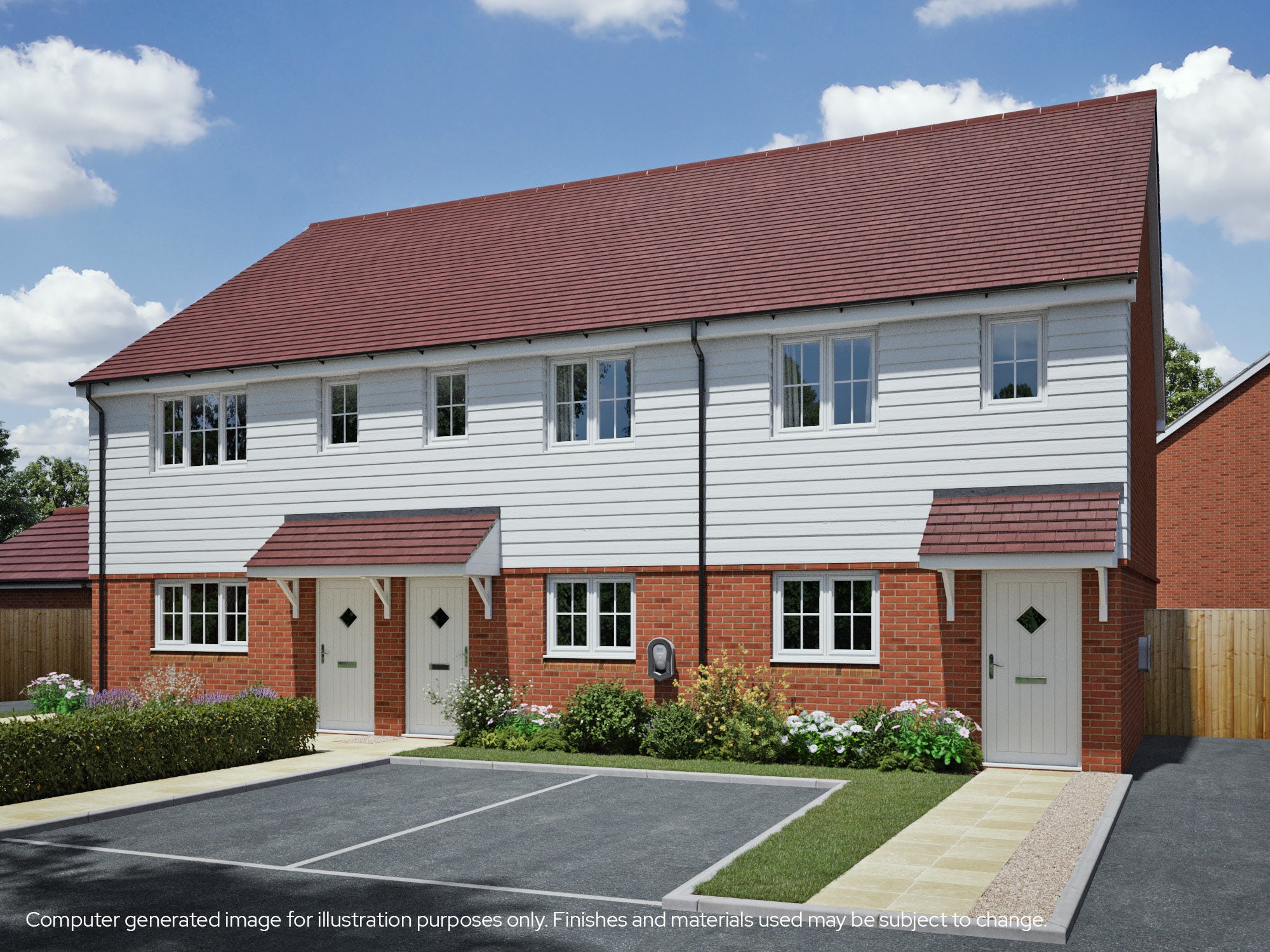 CGI showing Plots 206-208 at Longfield Copse