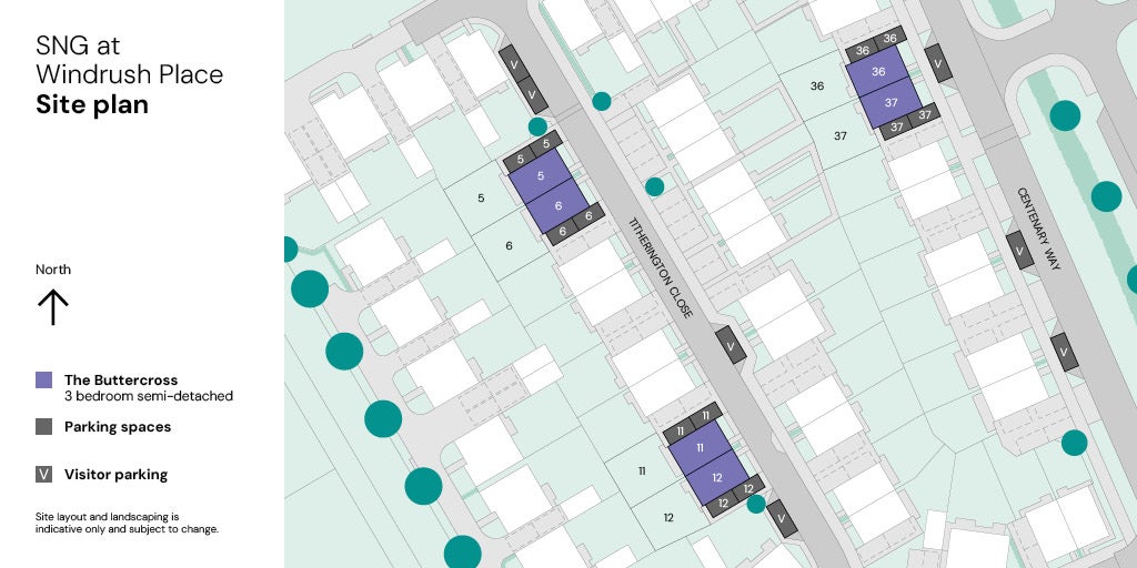 SNG at Windrush Place site plan plots 5-6, 11-12, 36-37