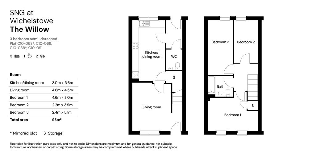 SNG at Wichelstowe floor plan - Plots 68 & 69 and 88 & 91 (Canalside)