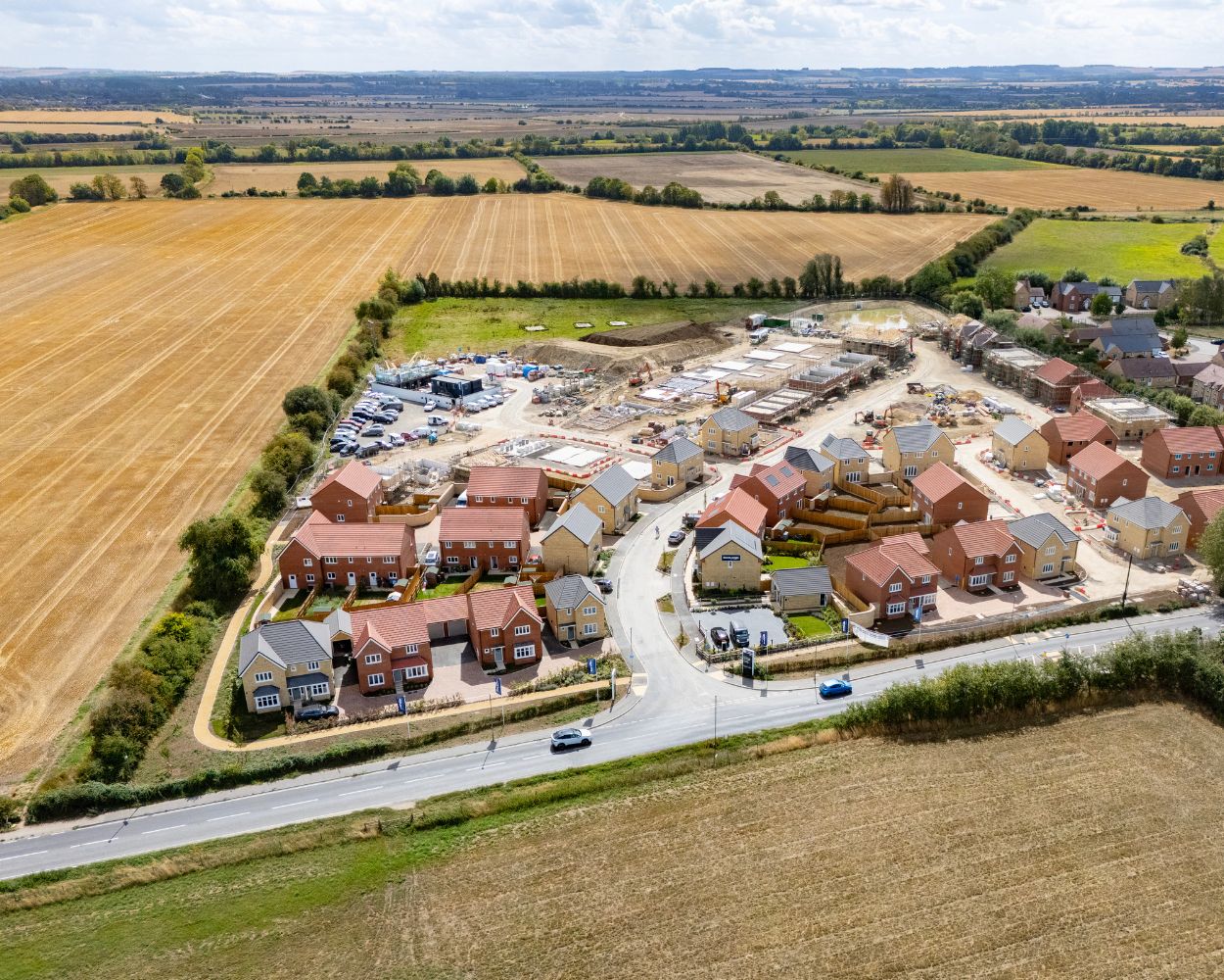 Drone image showing Marcham Meadows development