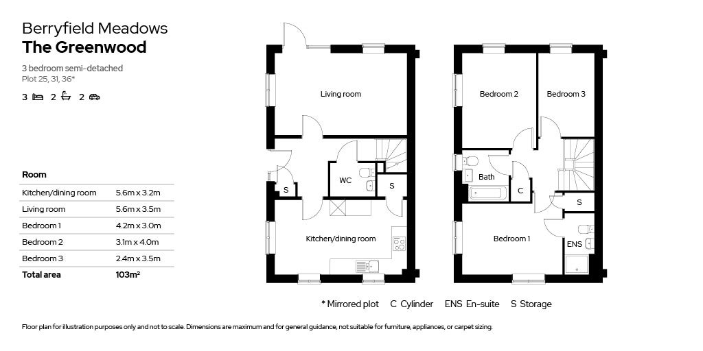 Berryfield Meadows 3 beds floor plans