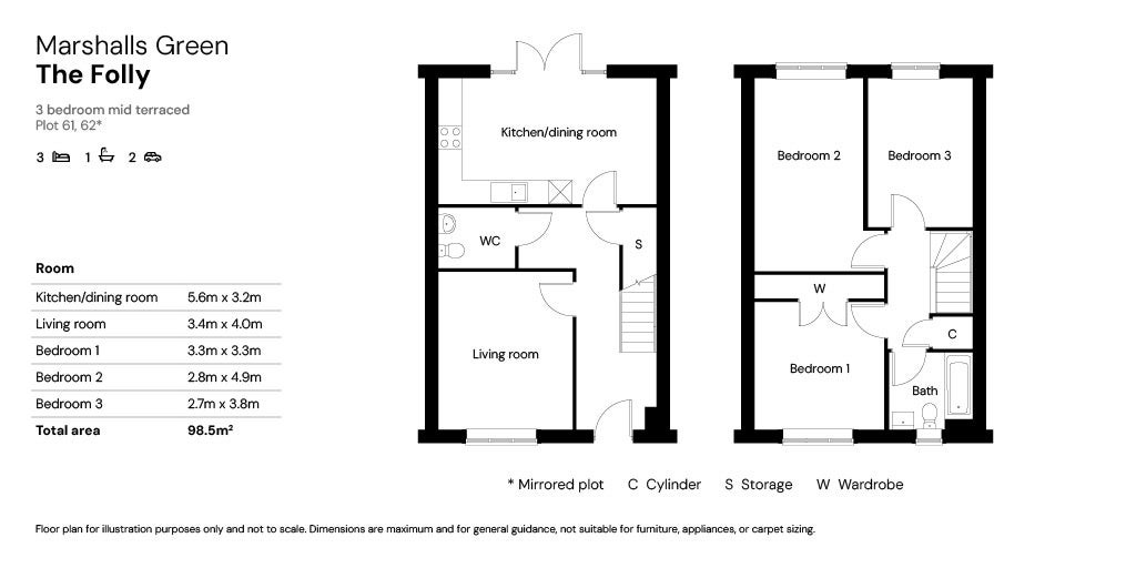 Marshalls Green floor plan - 3 beds