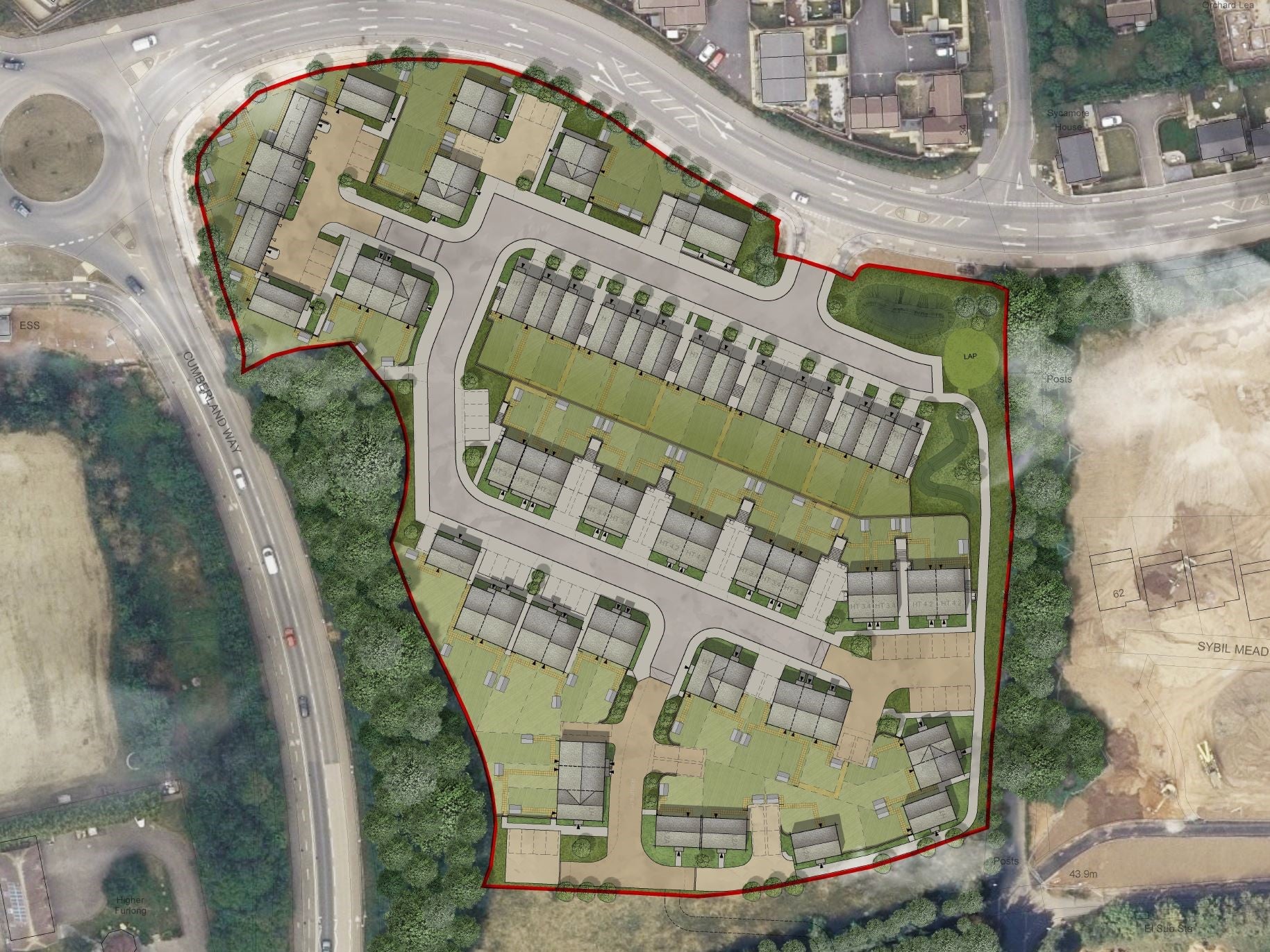 Proposed site plan of the Isca Hill Park development in Exeter