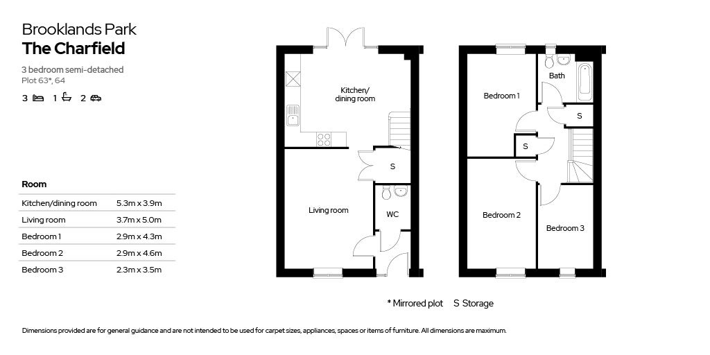 Brooklands Park floor plan - plots 63-64
