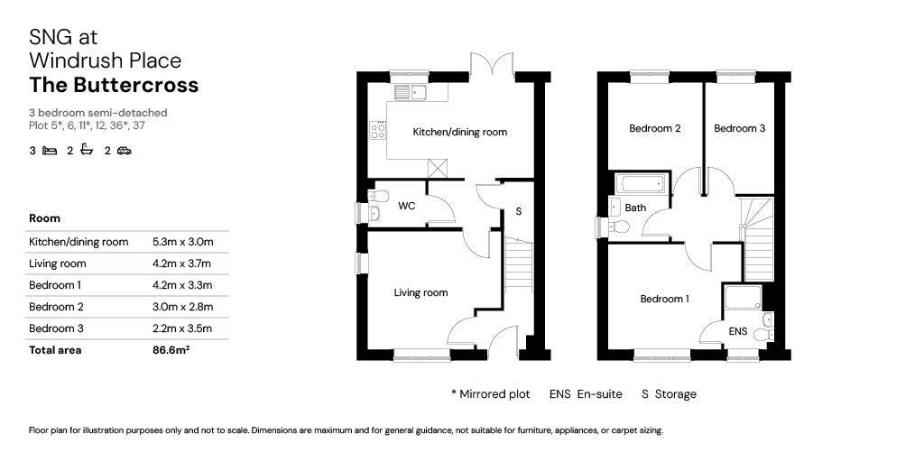 SNG at Windrush Place floor plan plots 5-6, 11-12, 36-37