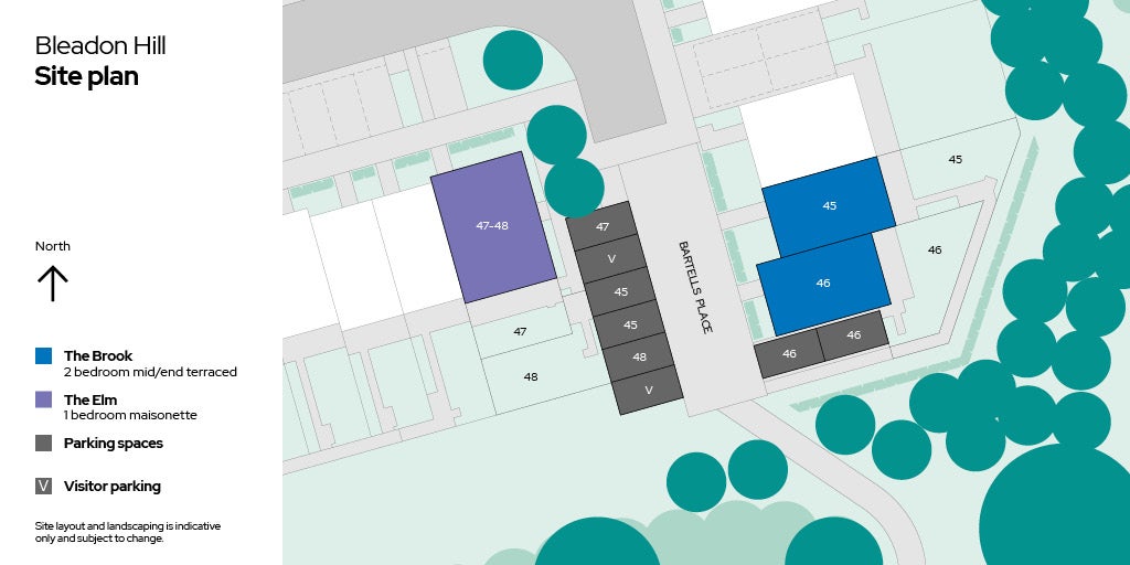 Site plan showing plots 45-48