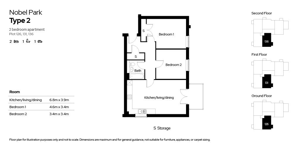 Floor plan for the Type 2 apartment layout at Nobel Park.