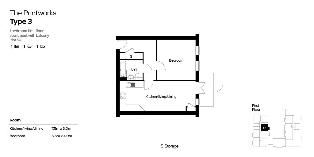 The Printworks, 1 bed, plot 54