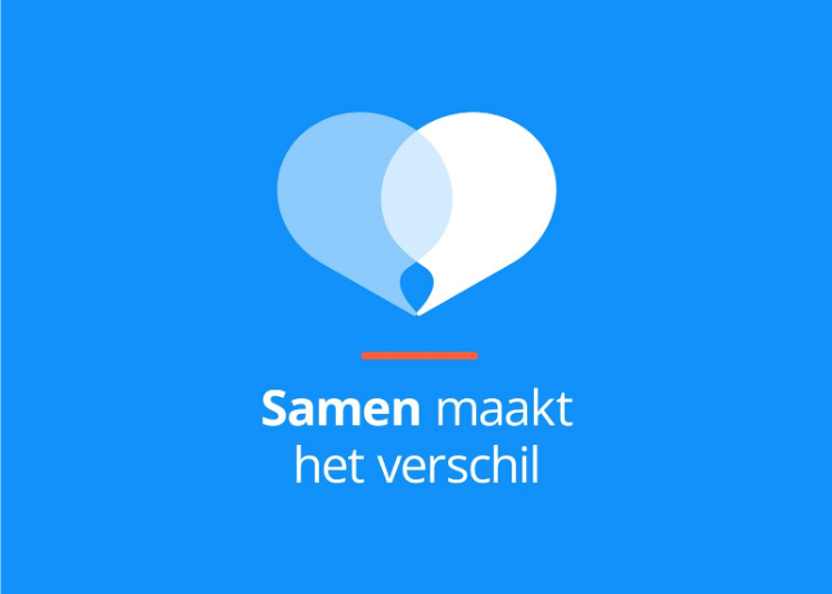 Logo van de campagne Samen maakt het verschil: twee tekstballonnen die samen een hartje vormen