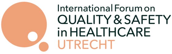 Logo van het driedaagse ‘The International Forum on Quality and Safety in Healthcare’ dat plaatsvindt in de Jaarbeurs van 21 tot en met 23 mei.