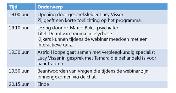 Programma webinar De rol van trauma in psychose