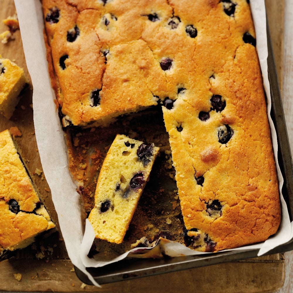 Lemon and blueberry drizzle cake