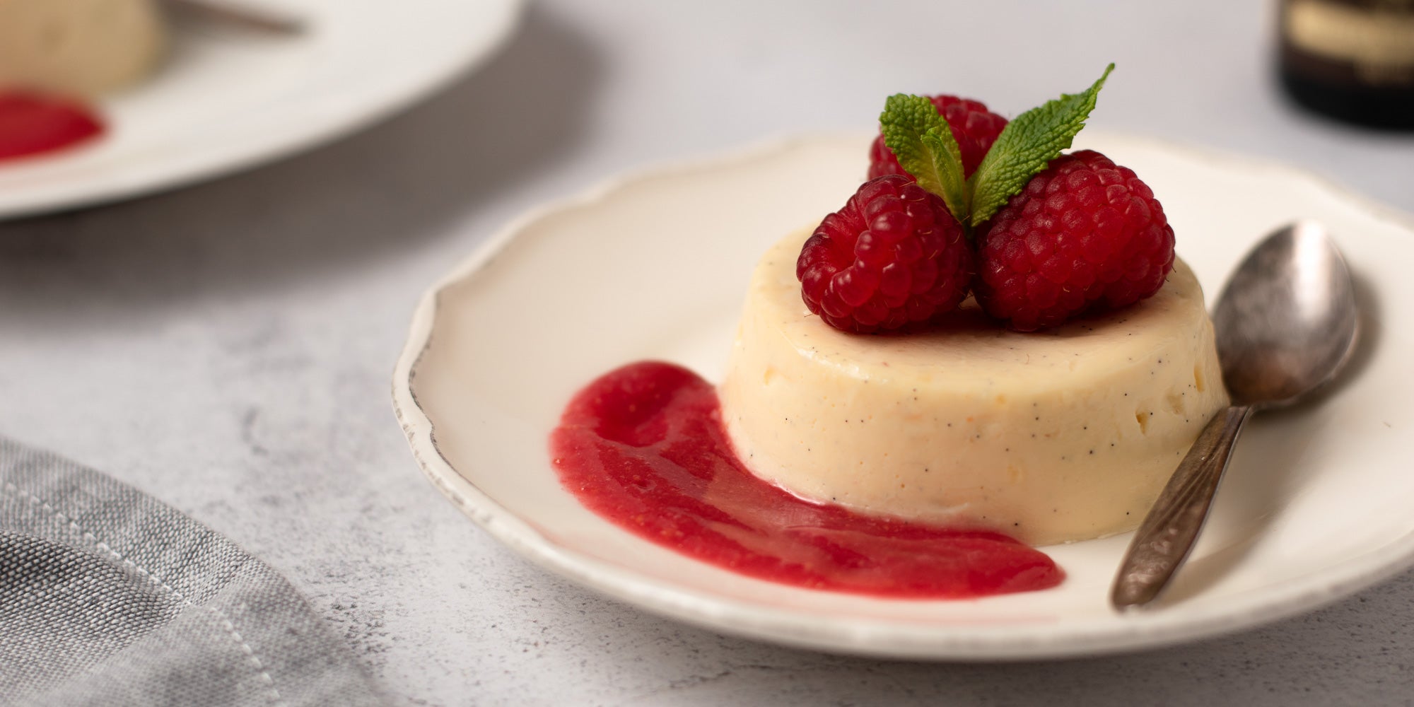 Vanilla Bean Panna Cotta on a plate