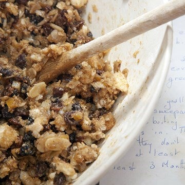 Christmas pudding cake mix in a bowl