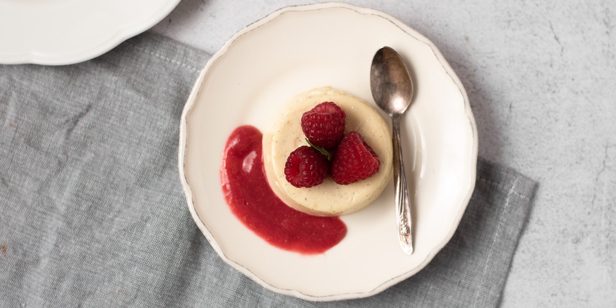 Vanilla Bean Panna Cotta on a plate