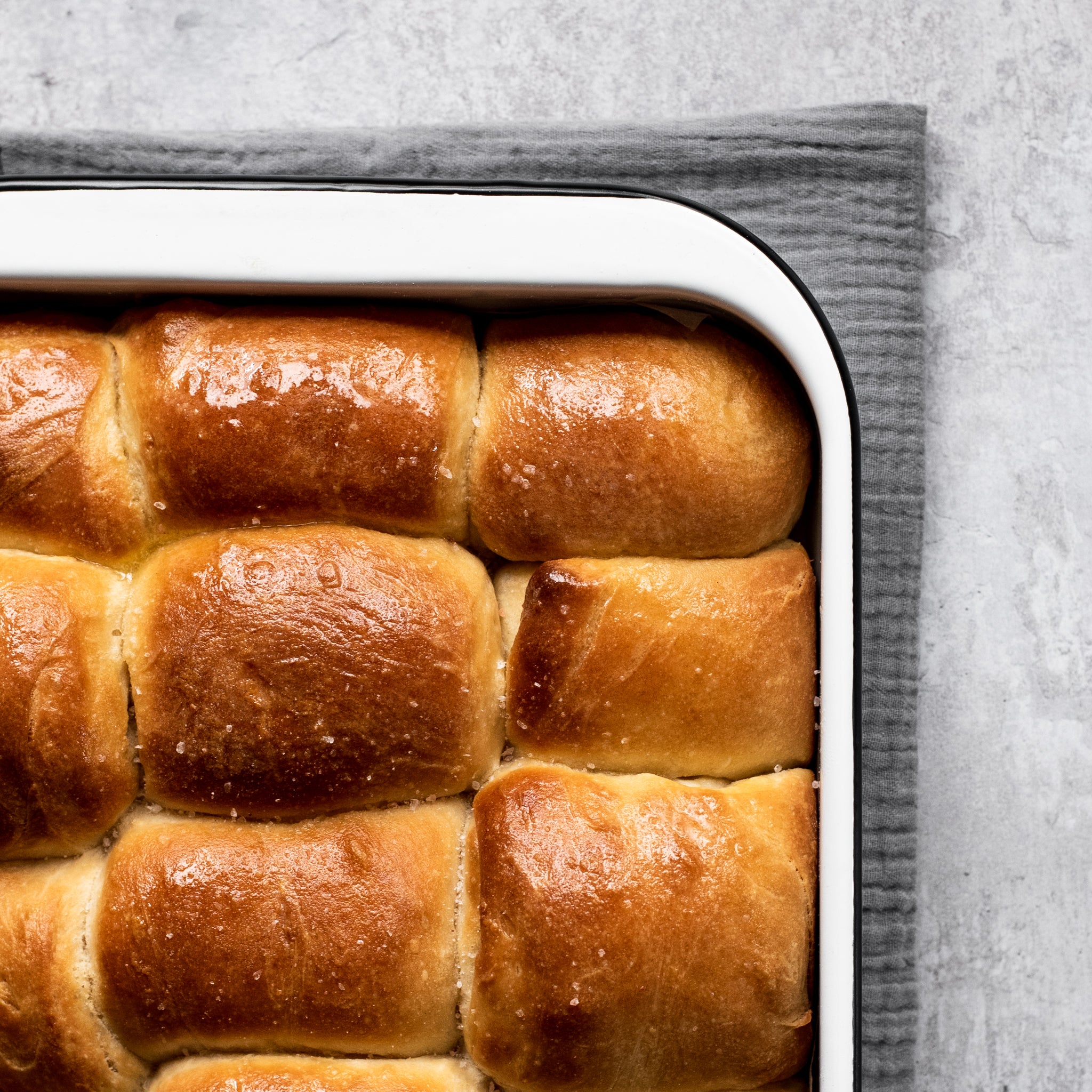 bread rolls in a tin close up