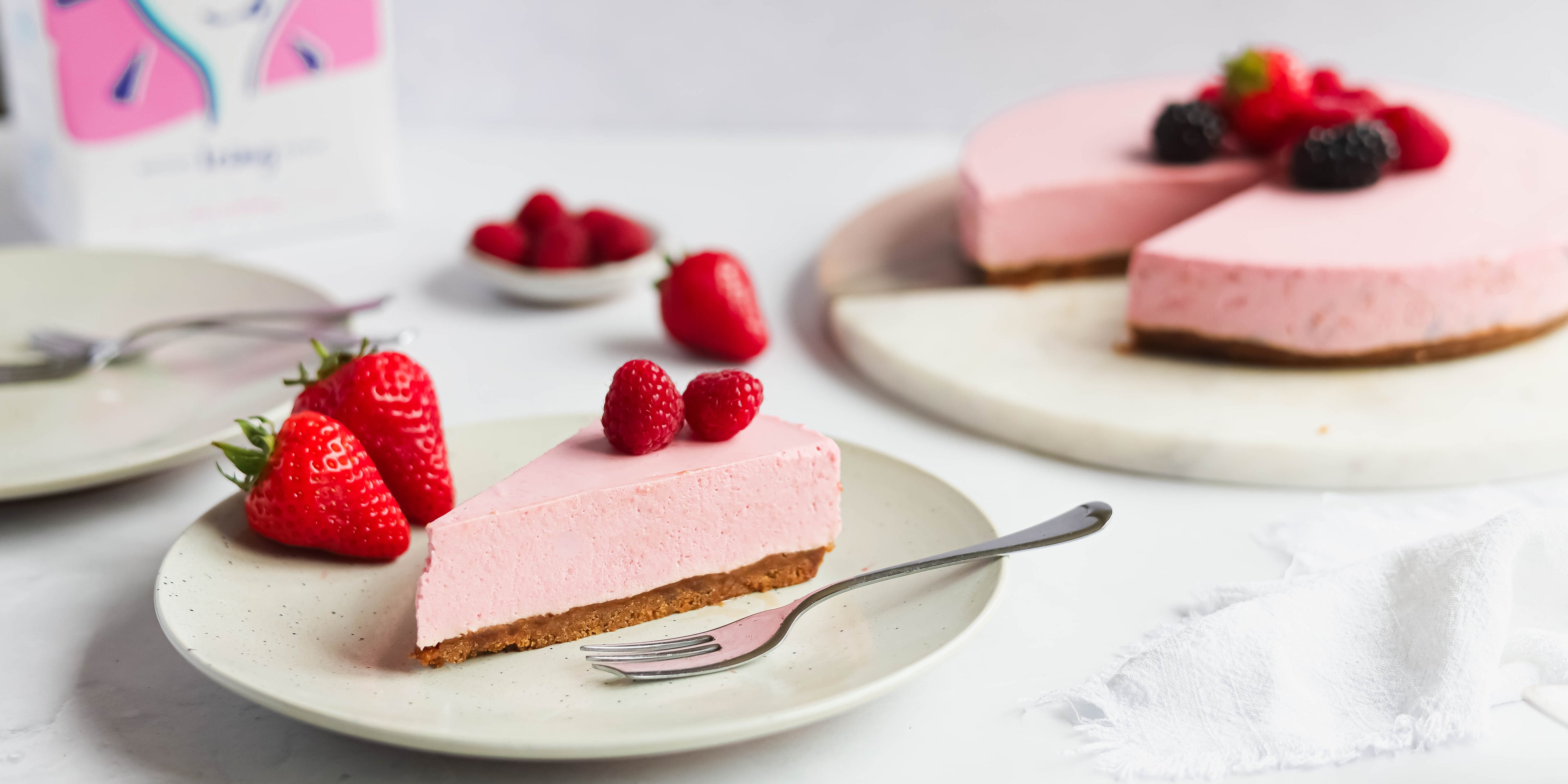 mixed berry mousse cake slice