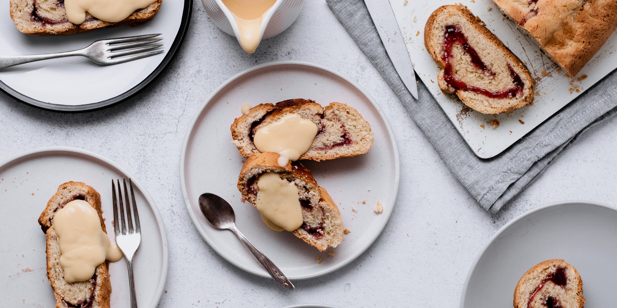 Classic Jam Roly Poly on a tray