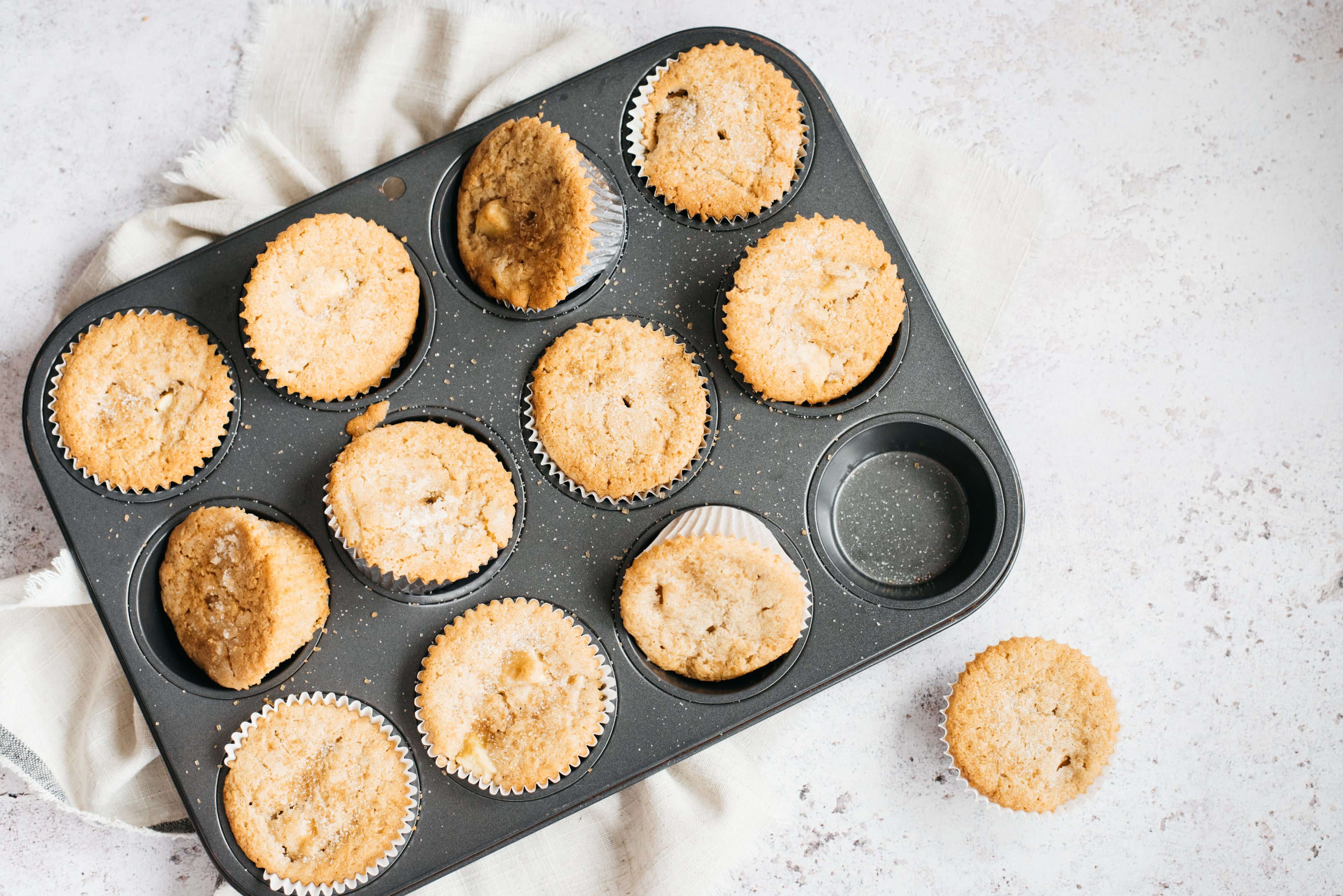 Muffins in a baking tray