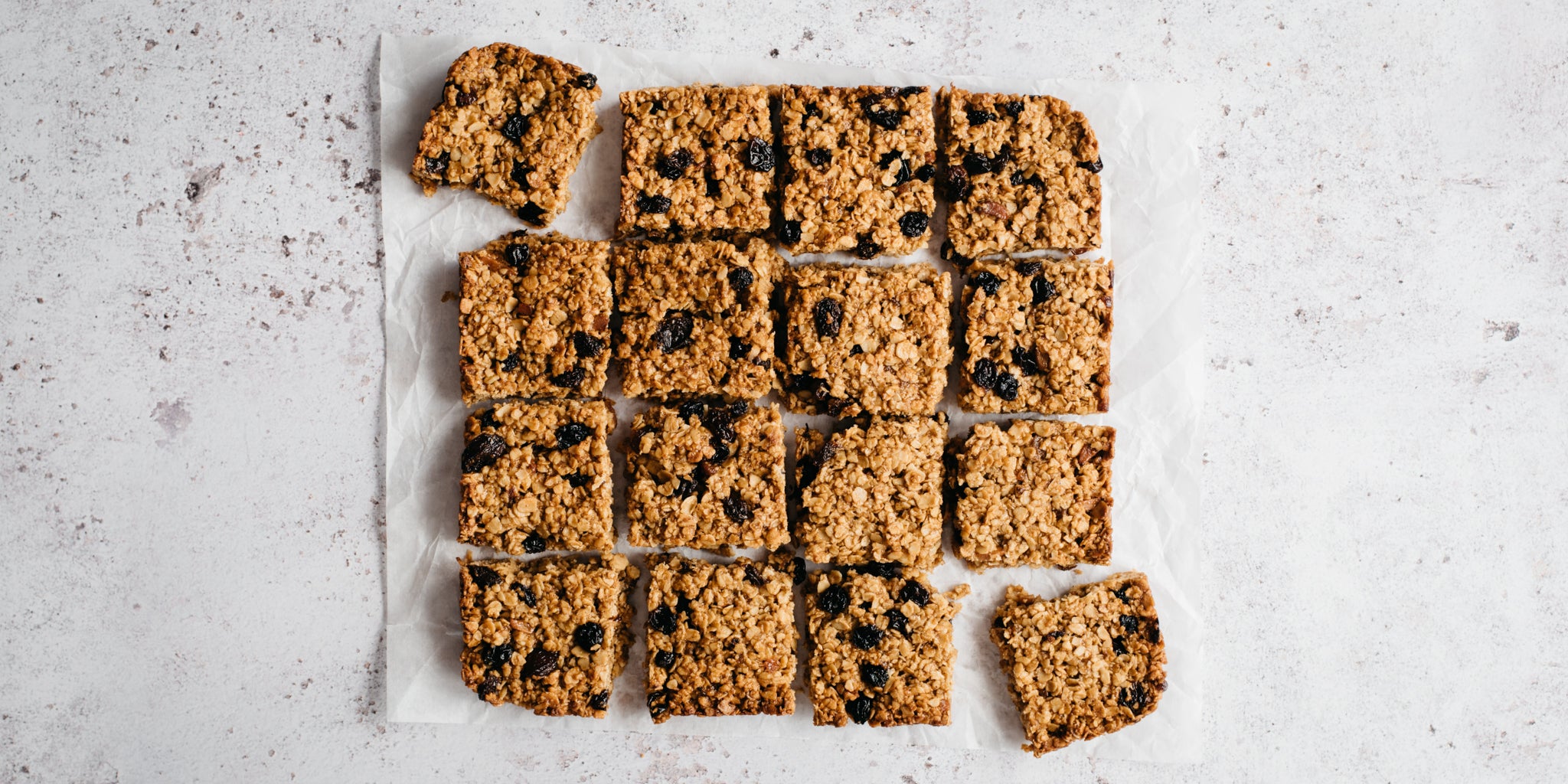 Flapjack chopped into 16 squares