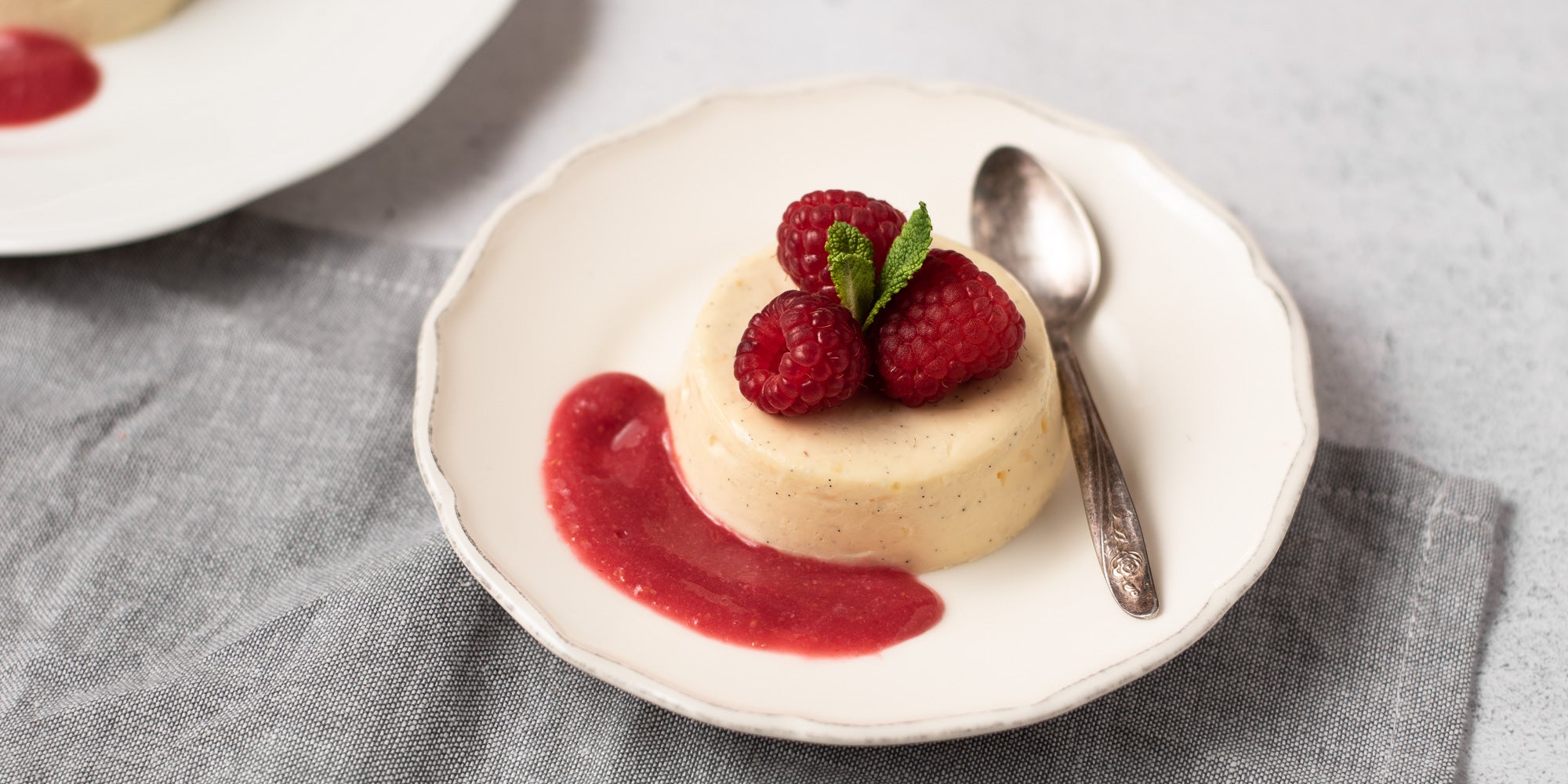 Vanilla Bean Panna Cotta on a plate