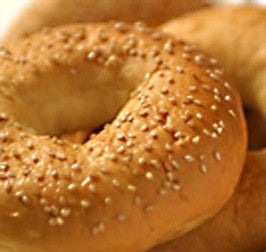 Close up of seeded american bagels