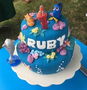 Blue birthday cake