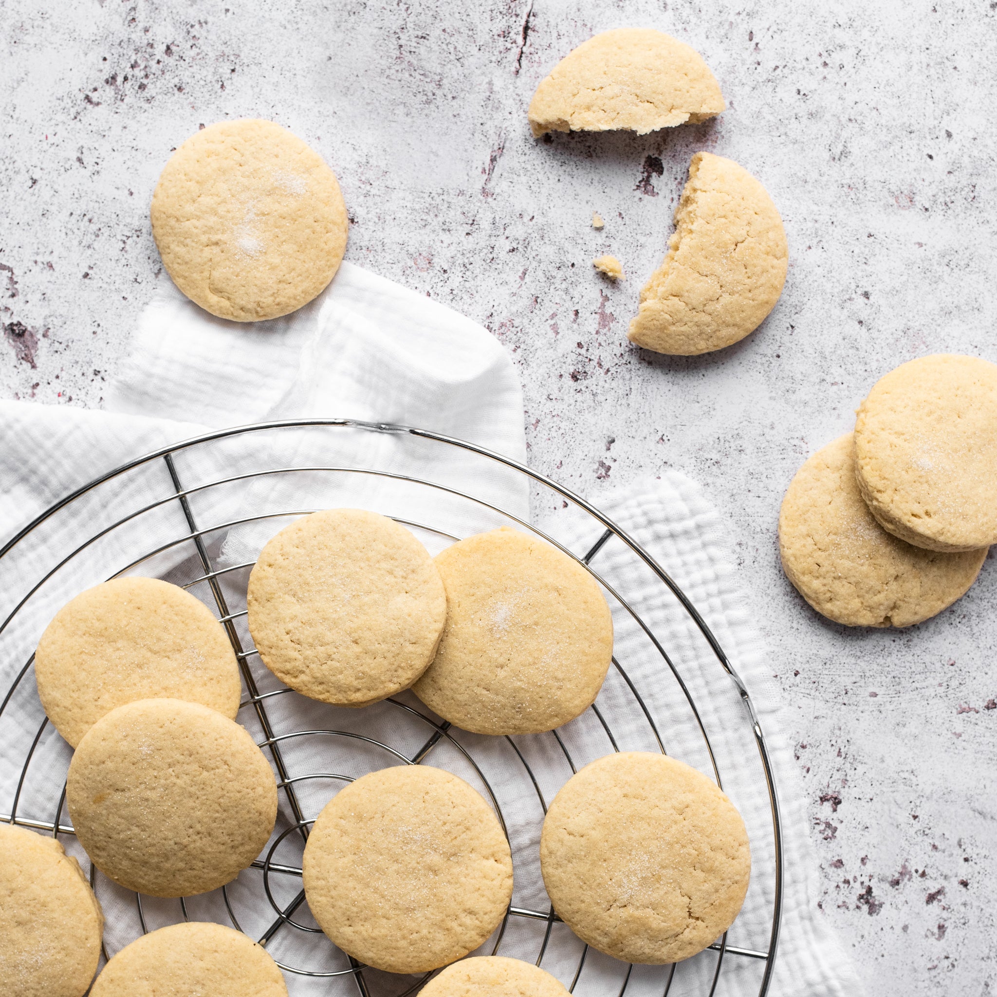 Shortbread biscuits on a cooling rack