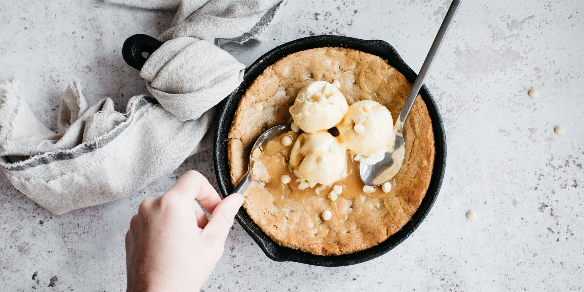 White Chocolate Chip Cookie Skillet