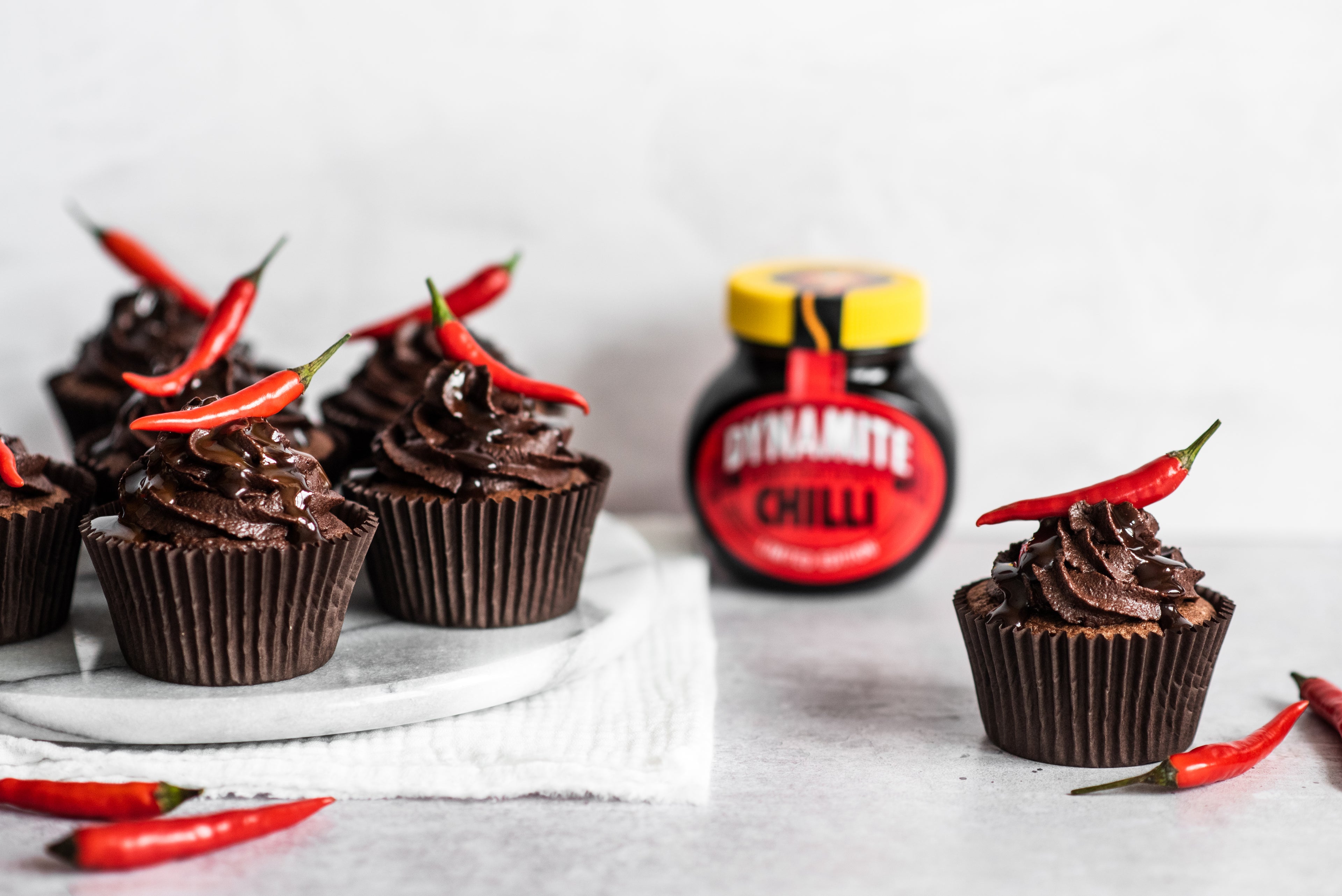 Chilli Chocolate Cupcakes with a chilli on top