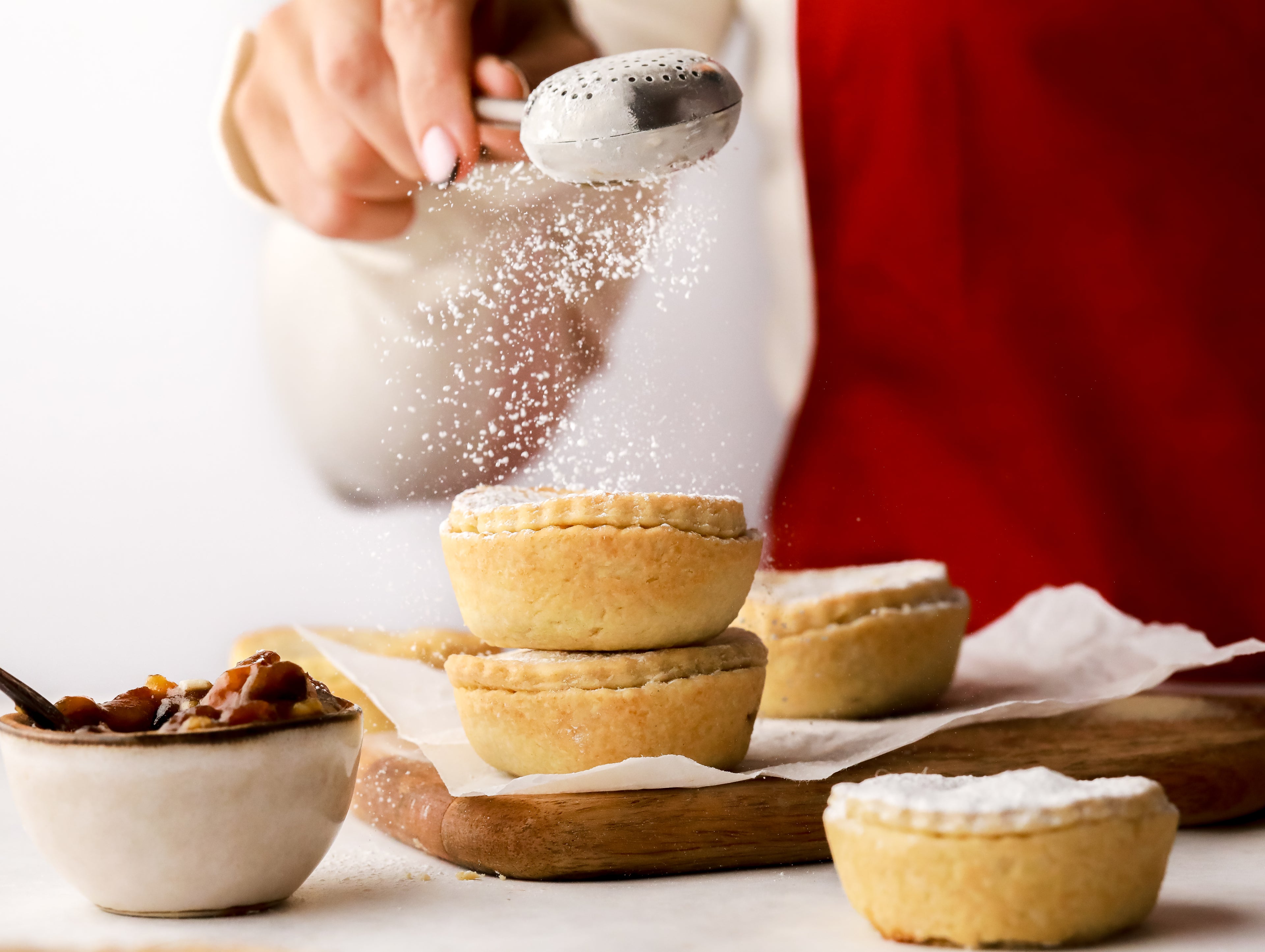 Icing sugar dusting mince pies