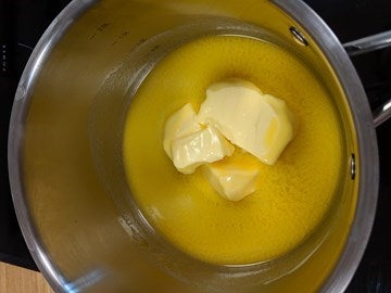 butter melting in a pan