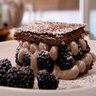 Chocolate Mille Feuille With Blackberries & Cassis