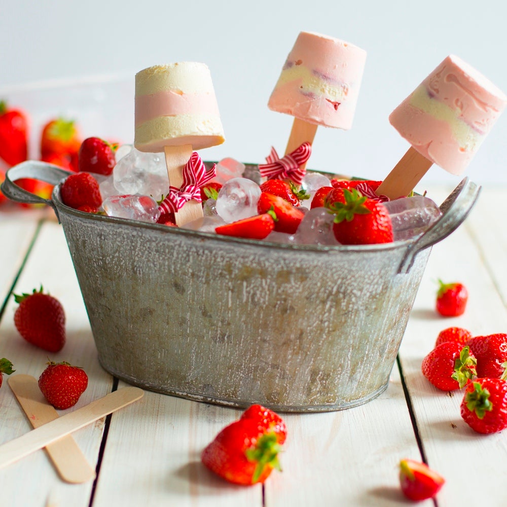 Strawberries & Cream Lollies