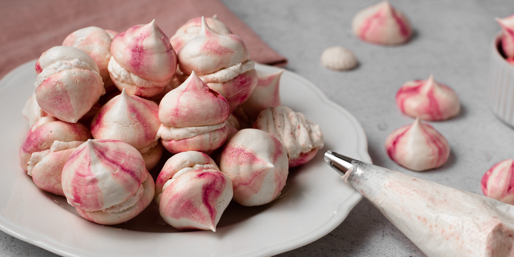 Pink Swirled Meringues