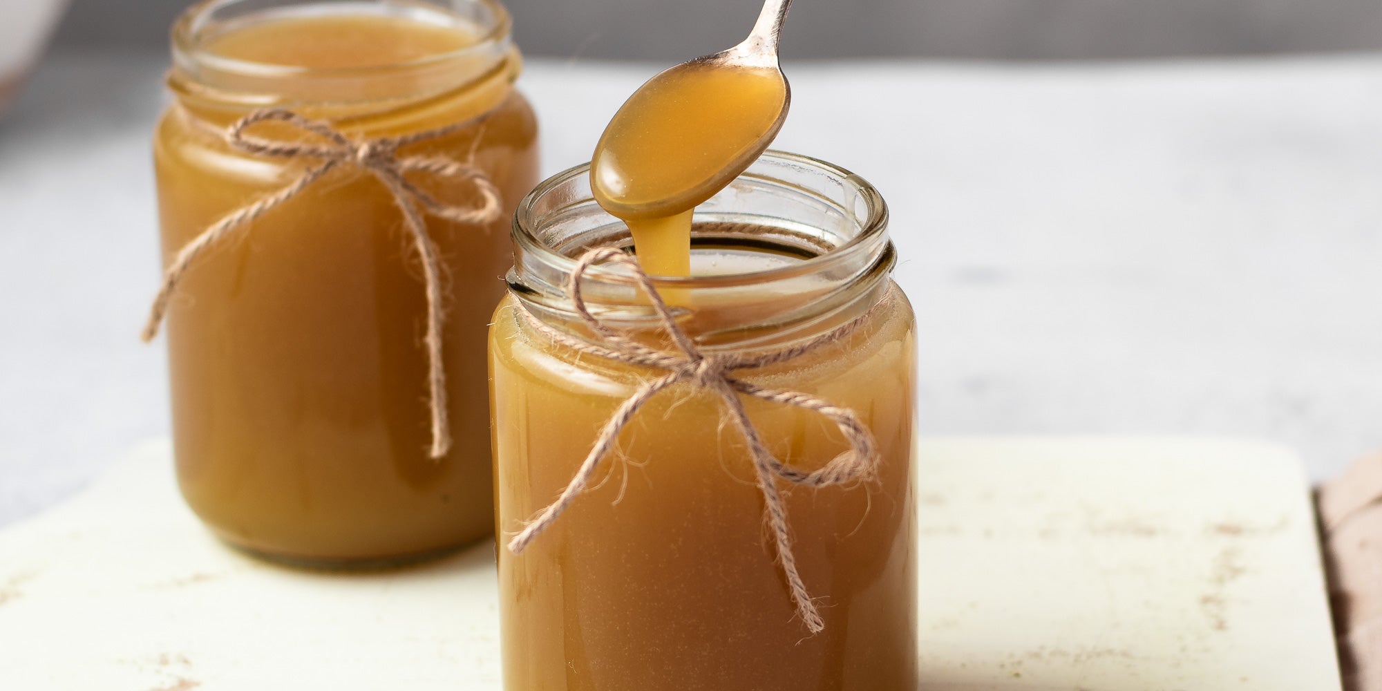 Toffee Sauce poured into a jar