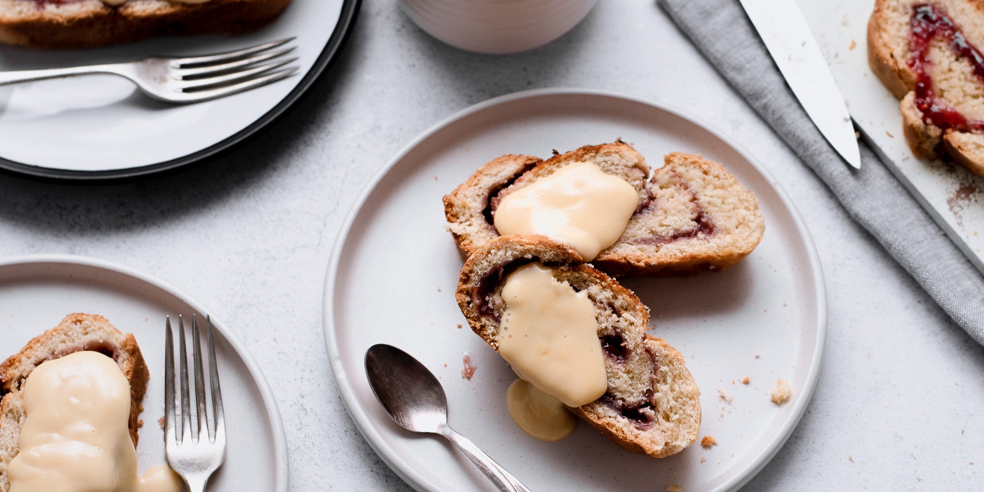 Classic Jam Roly Poly on a tray