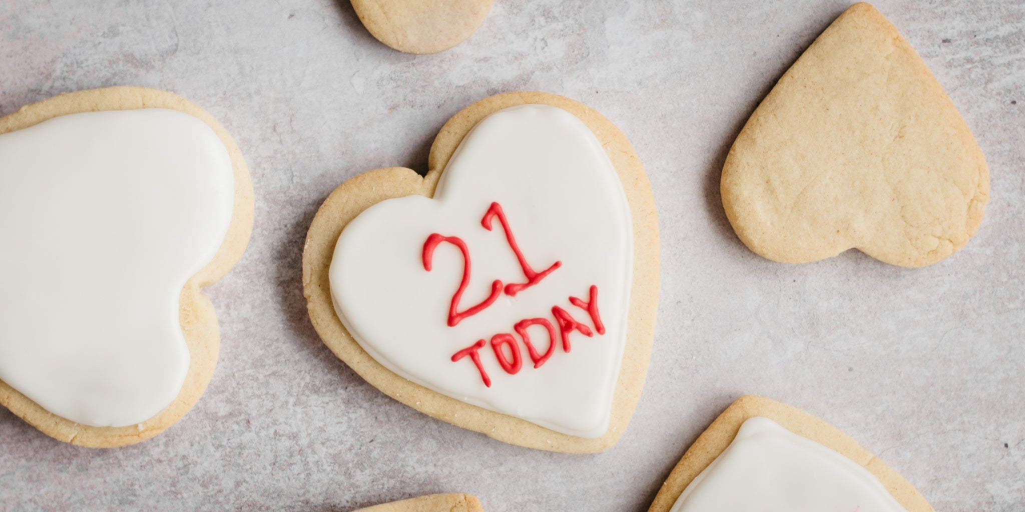 Message Biscuit decorated with '21 today' writing in icing