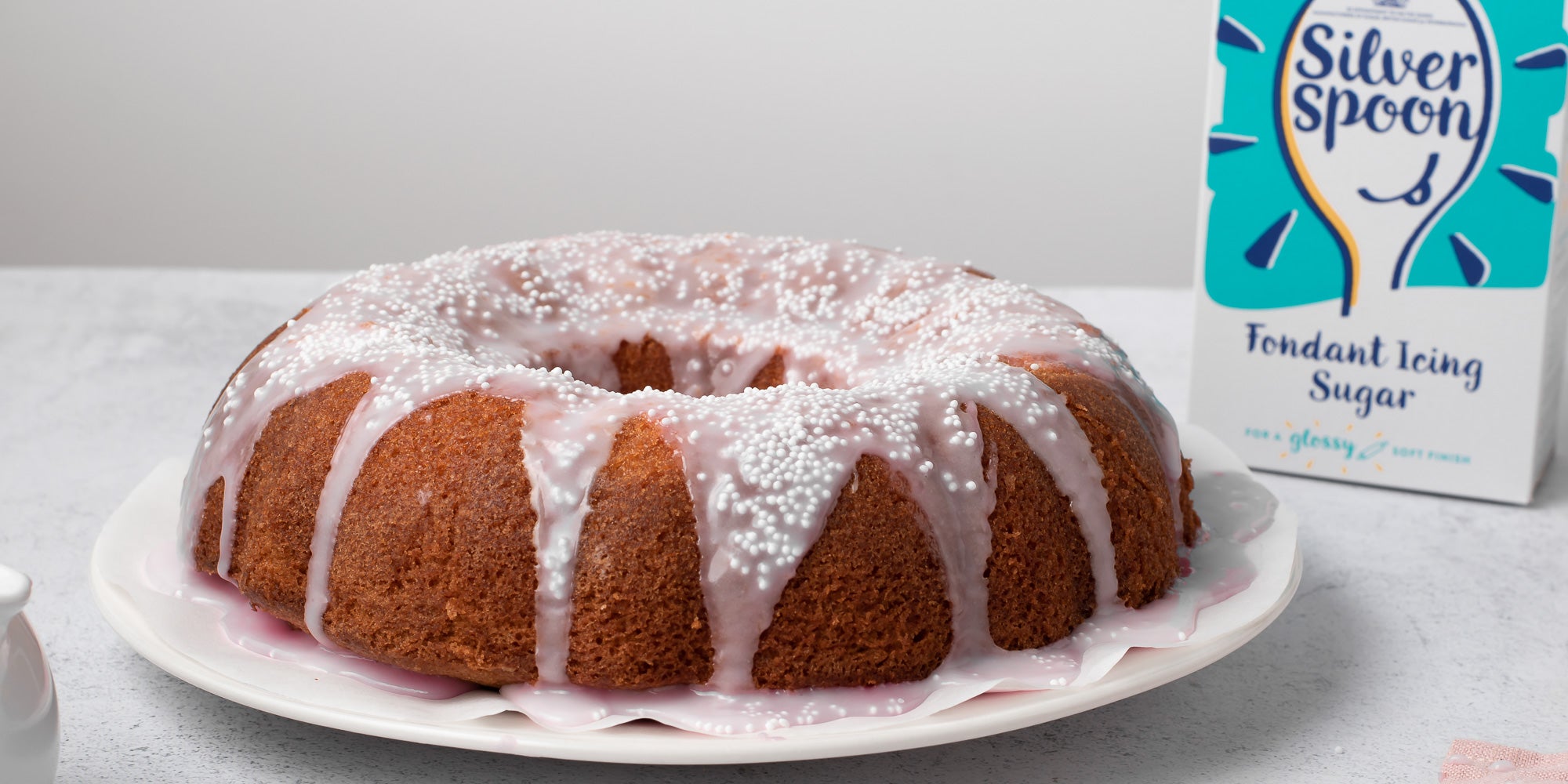 Strawberry Marble Bundt Cake on a plate