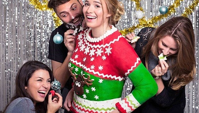 Person wearing an edible Christmas jumper