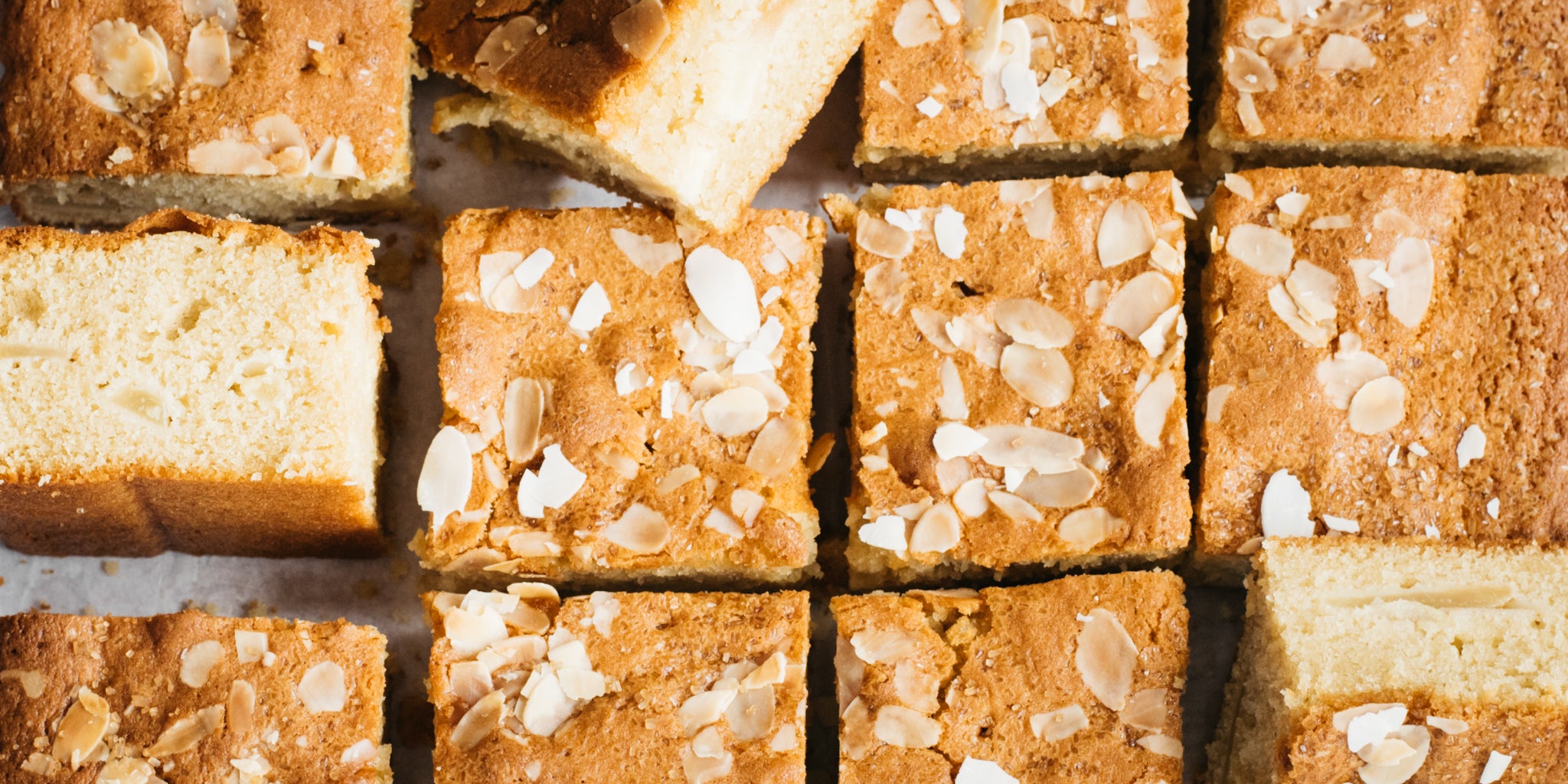 Close up of squares of apple cake