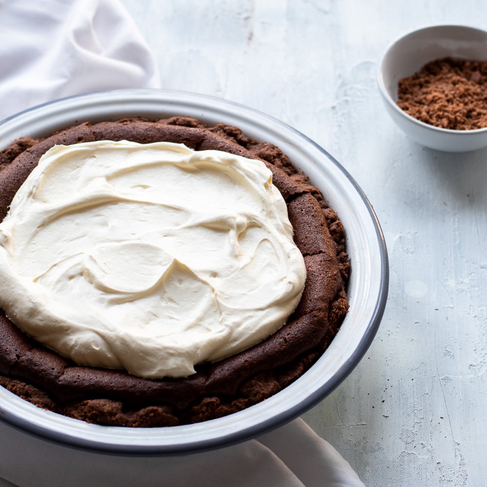 Mississippi mud pie with cream on top