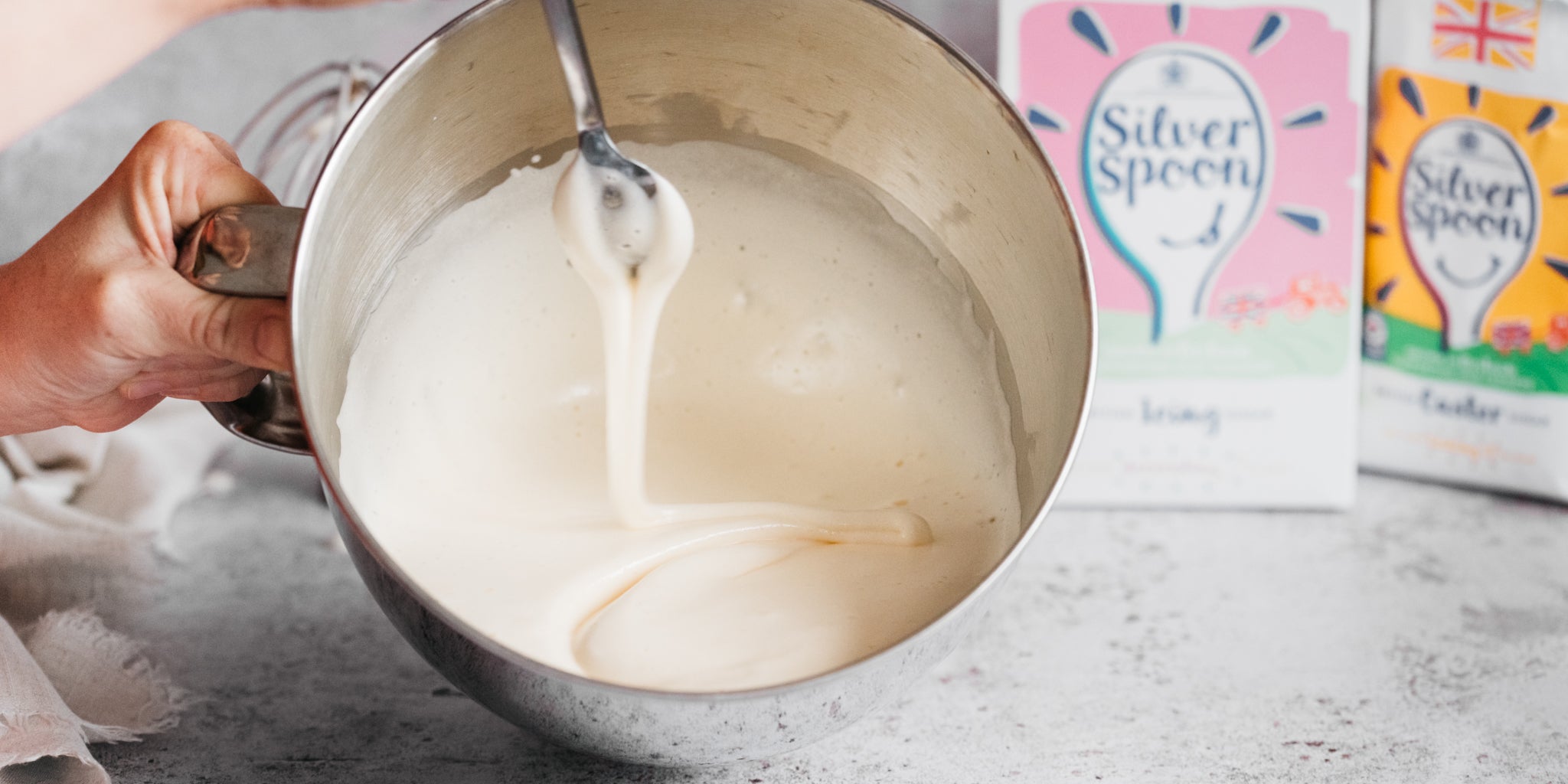 Mixing bowl full of icing 