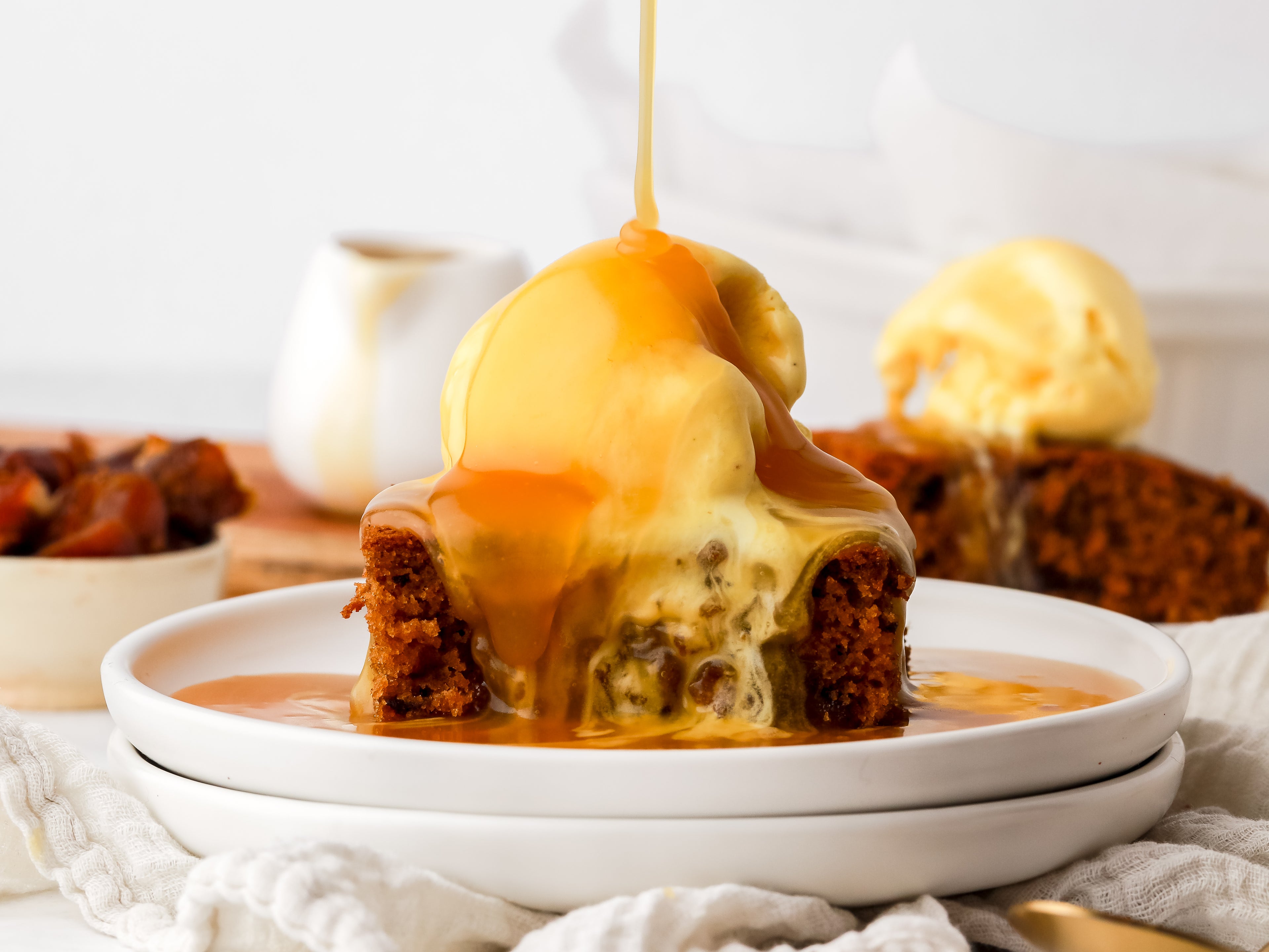 Sticky Toffee Pudding with caramel on top