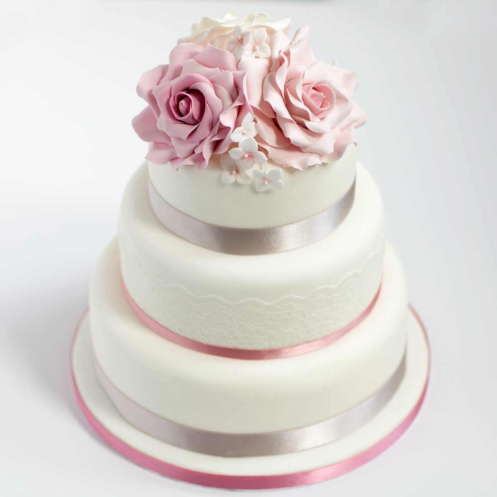 Three tier sponge wedding cake