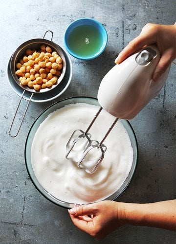 Whisking chick pea water