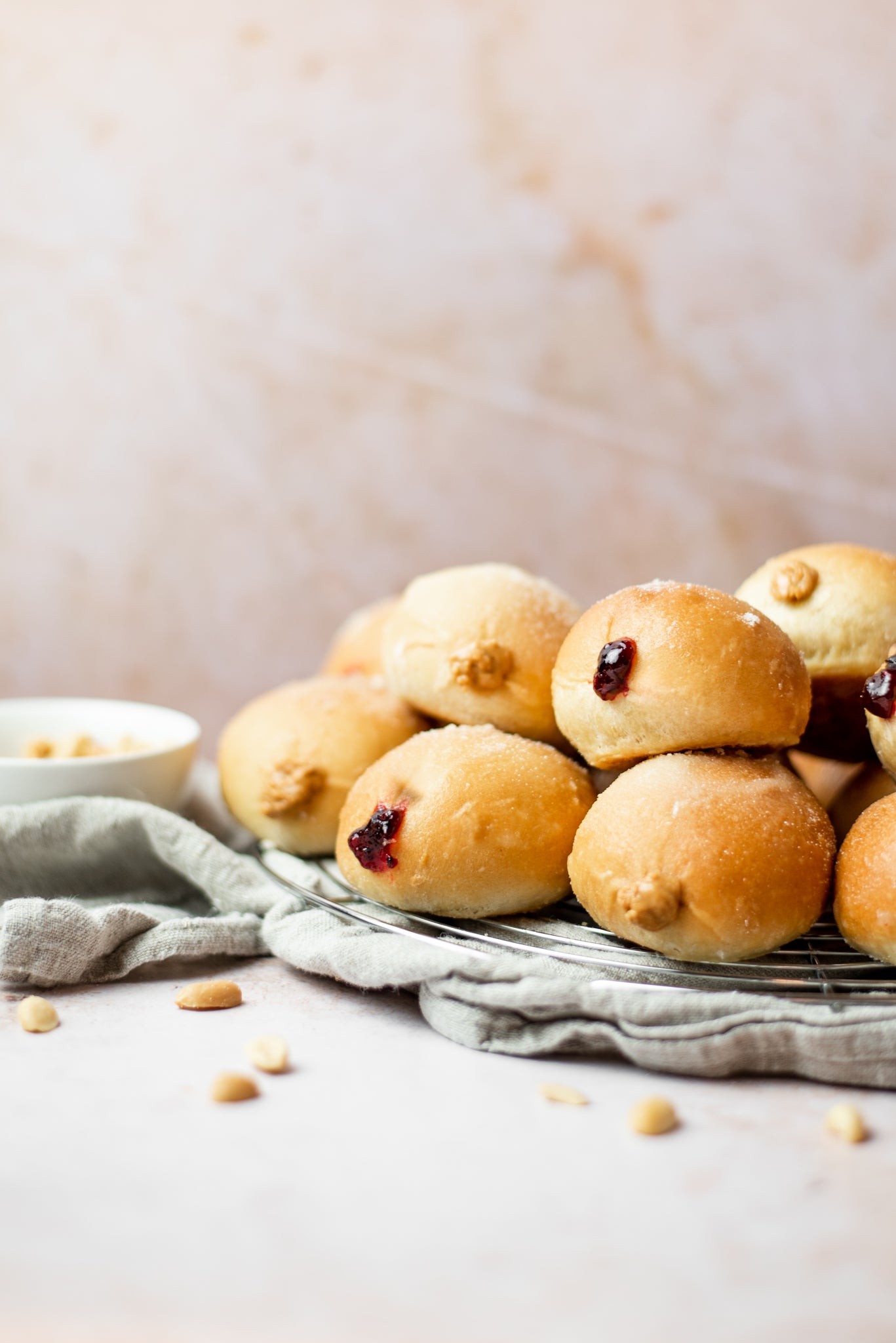 Peanut butter and jelly doughnuts